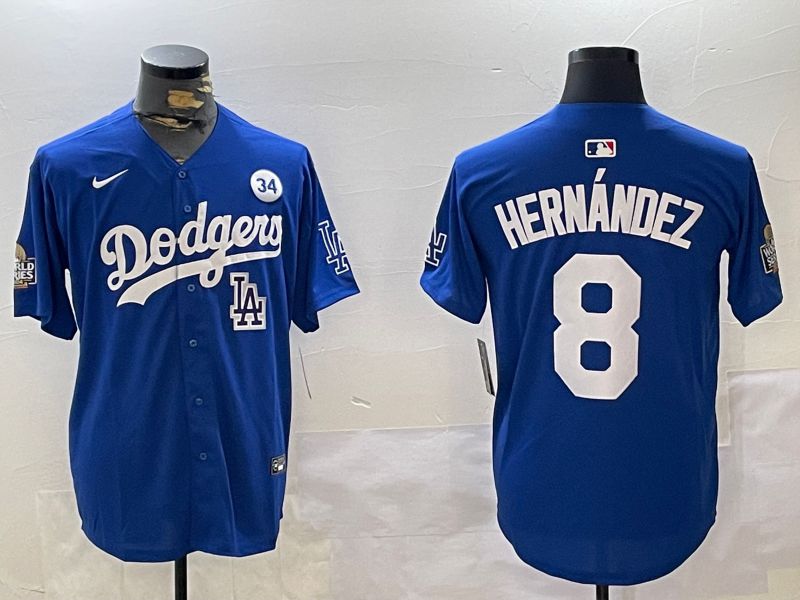 Men Los Angeles Dodgers #8 Hernandez Blue Game 2024 Nike MLB Jersey style 11202
